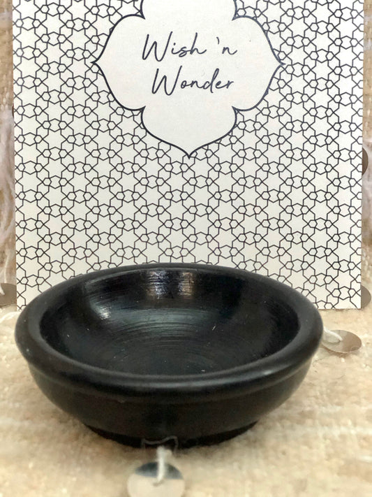 Soapstone incense bowl black - large